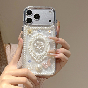 Funda para Teléfono Móvil con Marco de Fotos 3D de Perlas Blancas Vintage y Flores para iPhone 17 14 13 Pro Max 16 15 Plus, Carcasa Trasera de Epoxi Resistente a Impactos - Product Image 6