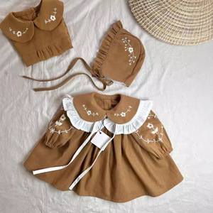 Robe d'automne-hiver pour filles, coton et lin, robe de princesse à manches longues, broderie artisanale, body bébé, vêtements pour bébé - Product Image 2