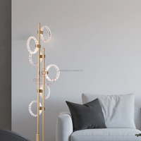 Lampe sur pied LED moderne nordique, éclairage décoratif d'intérieur pour salon avec anneau en métal acrylique, base E27, corps en aluminium
