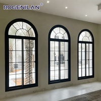 ROGENILAN Fenêtres fixes en aluminium insonorisées personnalisées, fenêtres panoramiques extérieures en verre trempé cintrées pour villa