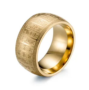 Baja Titanium Segel Tubuh Taiyi Jinguang Mantra Cincin Tao Dewa Mantra Cincin Tubuh Retro Pria Jari Tarik Cincin Baja Tahan Karat