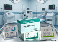 Sutures Médicales en Polyester Tressées Vertes à Pointe Conique 1/2 Cercle à Coupe Inversée pour Chirurgie Orthopédique Vétérinaire Sûres