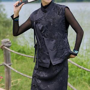 Nueva Camiseta sin Mangas Estilo Chino con Bordado Retro de Cigüeña Blanca y Cordones para Mujer, Ropa de Moda - Product Image 3