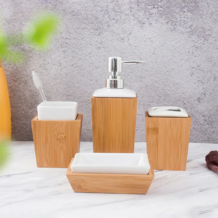 新しいスタイルのシンプルで便利な品質の竹製品バスルームアクセサリー用の木製ボディローションシャンプーソープボックス