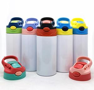 Kids Flip Top Tumbler 350ml 12oz Double Insulated Stainless Steel Straight Child Printer Sublimation Blanks <b>Sippy</b> Water Bottle - Product Image 1