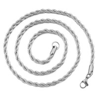 Collier Chaîne Corde Acier Inoxydable Or Argent Largeur 3 mm Style Hip Hop, Fabriqué sur Mesure en Usine