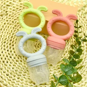 BPA-freier Fresh Food Feeder mit 3 Silikon beuteln Infant Teeth ing Relief Toy Beiß ringe Baby Fruit Feeder Schnuller