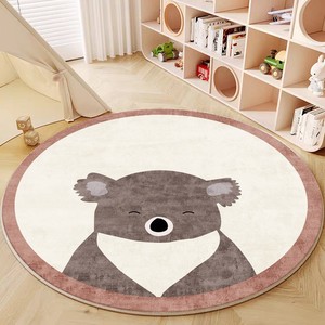 Tapis rond mignon en forme de mouton de dessin animé pour chambre d'enfant, tapis de sol doux antidérapant pour chambre à coucher, zone de jeu, diamètre 120 cm, facile à nettoyer, lavage localisé - Product Image 3