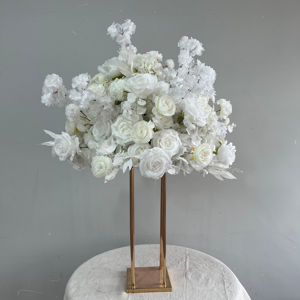 D-FB243 Bola de flores artificiales de color blanco, centros de mesa con bolas de flores hechas a mano, bolas de flores de seda para decoración de bodas, gran venta. - Product Image 1