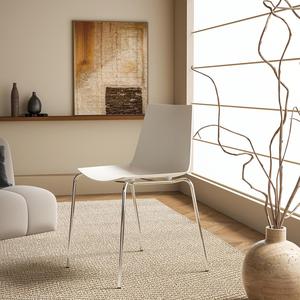 Wholesale Factory Minimalist Furniture Modern <strong>Simple</strong> Cateen <strong>Chair</strong> White Restaurant Nordic Cafe Armless Metal Legs Dining <strong>Chair</strong> - Product Image 1