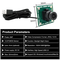 Modul Kamera USB Starlight 32*32mm 1080P IMX662 STARVIS2 Sensor CMOS 1/2.8 Inci untuk Pengenalan Wajah & Pengambilan Gambar