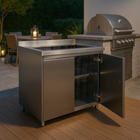 Meubles de buffet de cuisine moderne autoportants en acier inoxydable avec panier à tiroirs