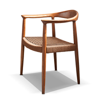 Chaise de café commerciale de luxe en bois massif avec assise en corde, fauteuil de salle à manger en bois pour restaurant, idéal pour les projets de cafés et d'hôtels