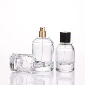 Wholesale Luxury Recyclable Round Transparent Custom Glass Perfume Bottle with Spray Cap