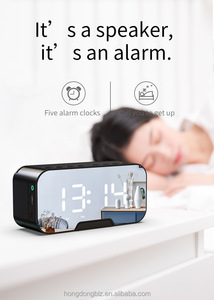 带运动传感器的调频收音机音乐闹钟多功能镜子发光二极管数字桌面时钟，带温度计日历 - Product Image 5