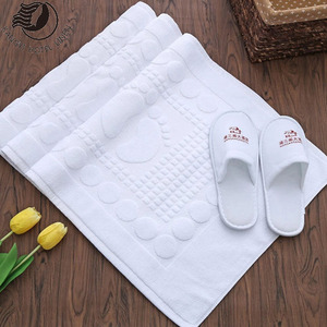 Tapis de bain d'hôtel blanc 100% coton tissé jacquard 50*80CM, serviette de sol à séchage rapide - Product Image 1