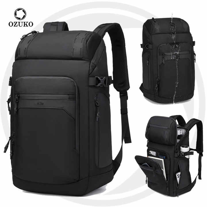 akaso travel laptop backpack Executive 15.6" PU Leather - Black Ozuko 9630 Travel Laptop Backpack