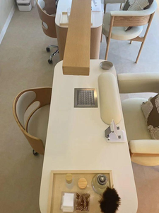 Table de manucure pour salon de manucure, mobilier de salon avec plateau en marbre, lampe à ongles écologique et durable pour utilisation en salon de manucure - Product Image 5