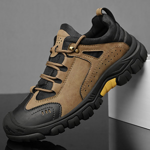 Chaussures de travail d'extérieur en cuir véritable pour hommes, best-seller de la mode, avec embout de protection, antidérapantes, basses, pour la randonnée et décontractées - Product Image 3
