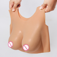 Faux Seins Série en Silicone ou Rembourrage Coton Poitrine en Silicone Texturée à Col Rond Style Court pour Transgenre Toucher Doux