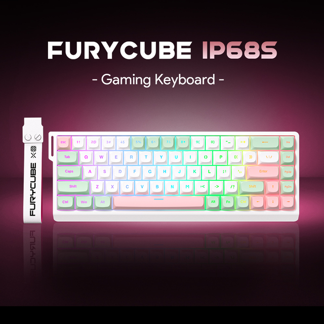 IP68S Gaming Keyboard Wired RGB Backlit Keyboard Ultra-Compact Anti-Ghosting 68 Keys Membrane Keyboard for PC Laptop Windows