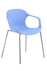Accoudoir Chaise en métal chromé PP Design <span class=keywords><strong>ergonomique</strong></span> à dossier haut empilable pour chaise de salle à manger en plastique de bureau de restaurant - Product Image 6