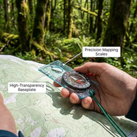 Boussole d'urgence anti-magnétique étanche légère avec déclinaison réglable, pour la cartographie portable et la randonnée en montagne, avec lunette rotative