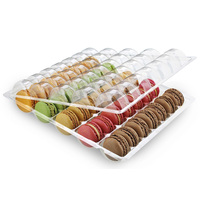 Boîte en plastique jetable rectangulaire personnalisée transparente pour l'emballage de macarons, conteneur pour mini-gâteaux