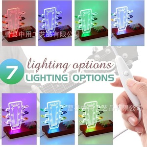 Soporte de exhibición de púas de guitarra de madera con luz LED, diseño 'La música es vida', para almacenamiento de accesorios de guitarra - Product Image 5