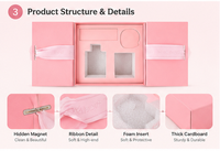 Emballage cadeau avec ruban rose, carton épais, doublure intérieure souple, insert personnalisé pour mariages, anniversaires, bijoux, cadeaux, boîte cadeau avec ruban