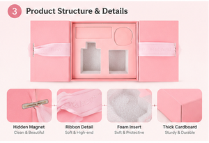 Pink <b>Ribbon</b> Gift Packaging <b>Thick</b> Cardboard Soft Inner Lining Custom Insert for Weddings Birthdays Jewelry Gifts <b>Ribbon</b> Gift Box - Product Image 3