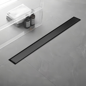 Desagüe de Ducha Empotrable de 24 Pulgadas con Acabado Negro Mate, Desagüe de Piso Invisible de Acero Inoxidable 304 para Baño, Fabricación OEM - Product Image 1