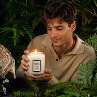 Bougie parfumée artisanale de luxe NOVA, dans un bocal en verre, cire de soja 100% biologique, décoration d'intérieur, personnalisable, Thanksgiving, fête des pères