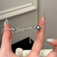 Bracelet chaîne avec breloque étoile florale gothique pour femme, en cristal et zircon, style vintage punk, réglable