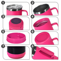 Vaso Térmico Inteligente de Acero Inoxidable de 14oz Personalizable con Pantalla Digital, Asa y Altavoz Inalámbrico para Música