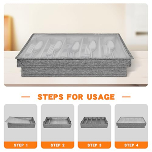 Caja de Almacenamiento Plegable de Tela Mejorada con Tapa Transparente, Contenedor a Prueba de Polvo para Utensilios de Cocina - Product Image 6