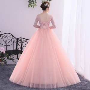 Sky Blue Long Sleeve Tulle Gown Women Stage Performance Dress Adult Vocal Exam Formal Wear - Product Image 4