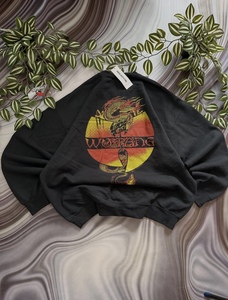 Sweat-shirt à col rond noir pour homme pour l'automne, coupe ample et oversize, imprimé graphique Clan Dragon et lettres, doublure en tissu éponge - Product Image 2