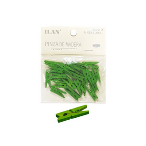 Ilan Mollette in Legno 2,5 Cm Verdi 25 Pezzi per Asciugare Indumenti - Product Image 2