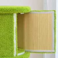 Arbre à chat cylindrique haut de gamme en bambou et sisal, avec lit pour chat tout-en-un, lavable, multicouche, moderne et personnalisé
