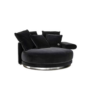 Sofá de Salón Curvo de Estilo Italiano de Lujo, Tapizado en Tela, para una Familia de Tres Personas, con Acabado en Cuero Mate - Product Image 6