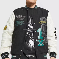 Chaqueta Varsity Personalizada para Hombre, Estilo Letterman, Mangas en Contraste, Bordado, Parches de Chenille, Estampado Gráfico, Botones a Presión, Ropa Urbana, Venta al Por Mayor