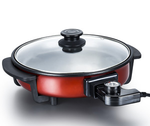 Sartén eléctrica para <span class=keywords><strong>Pizza</strong></span> de 42 CM, parrilla eléctrica para interiores, antihumo, de aluminio, multifunción, 1000 unidades - Product Image 2