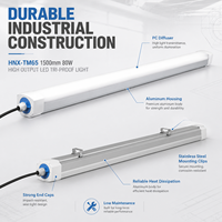 Luz LED Tri-Proof de Alta Potencia de 1500 mm y 80 W, IP66 IK10, Garantía de 5 Años, Regulable, para Grandes Almacenes, Centros Logísticos e Industriales