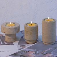 Articles d'ameublement décoratifs, porte-bougie en pierre de travertin naturelle pour salon, couloir, chambre d'hôtel