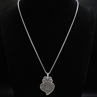 Portugal Folk Viana Coeur Fleur Pendentif Collier pour Femmes Hommes En Acier Inoxydable Argent Couleur Vintage Chaîne Bijoux (NL639)
