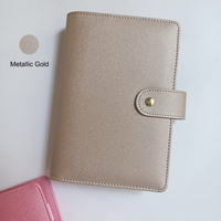 Organisateur de portefeuille à enveloppes A6 en cuir beige, durable et portable, pour le défi d'épargne, avec couverture de planificateur