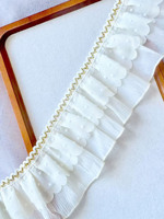 Dentelle plissée 3D en mousseline de soie personnalisée, garniture de col en forme de bouton, accessoires pour vêtements, chaussettes, rideaux