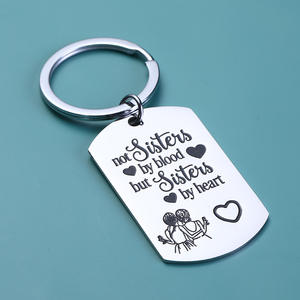 Porte-clés mignon en acier inoxydable, Logo personnalisé, meilleurs amis, pas sœurs par le sang, sœur par cœur, porte-clés d'amitié - Product Image 4