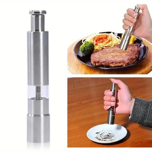 Mini moulin à sel et poivre manuel à pousser du pouce, transparent, avec ressort intégré, pour la maison, le camping et le barbecue - Product Image 2